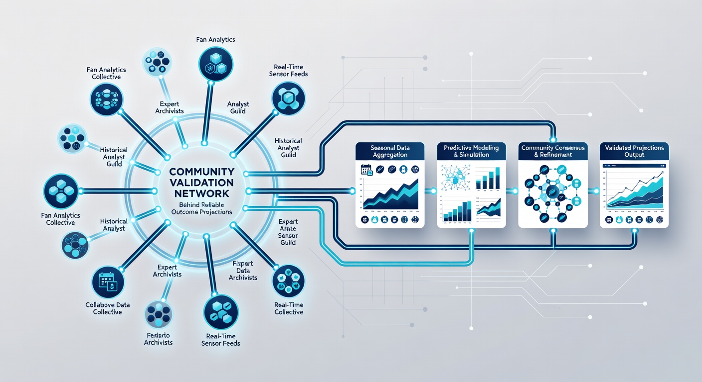 Illustration of global sports circuits and community data validation across international leagues