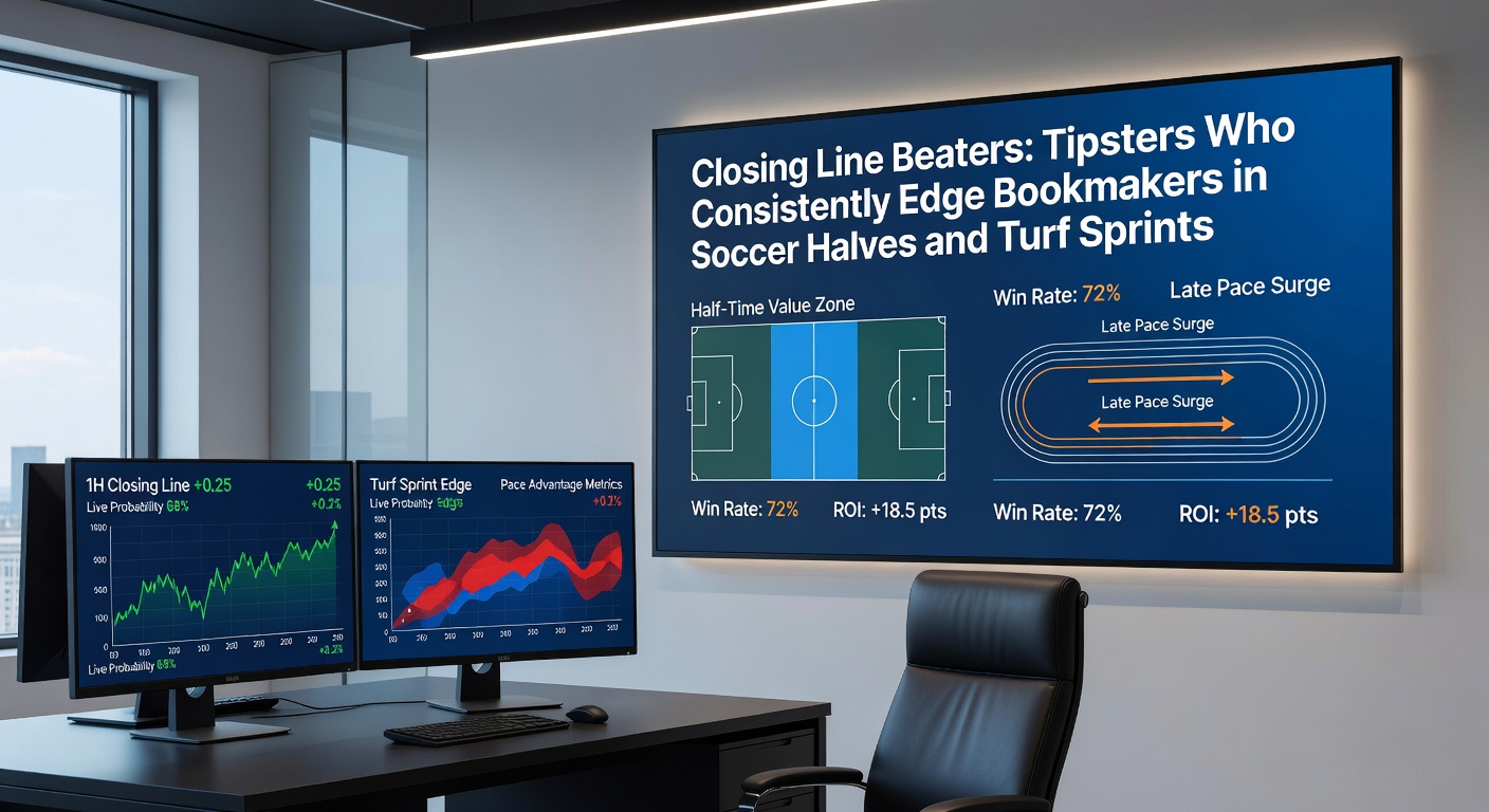 Close-up of a turf sprint race finish with overlaid odds movement chart comparing opening and closing lines