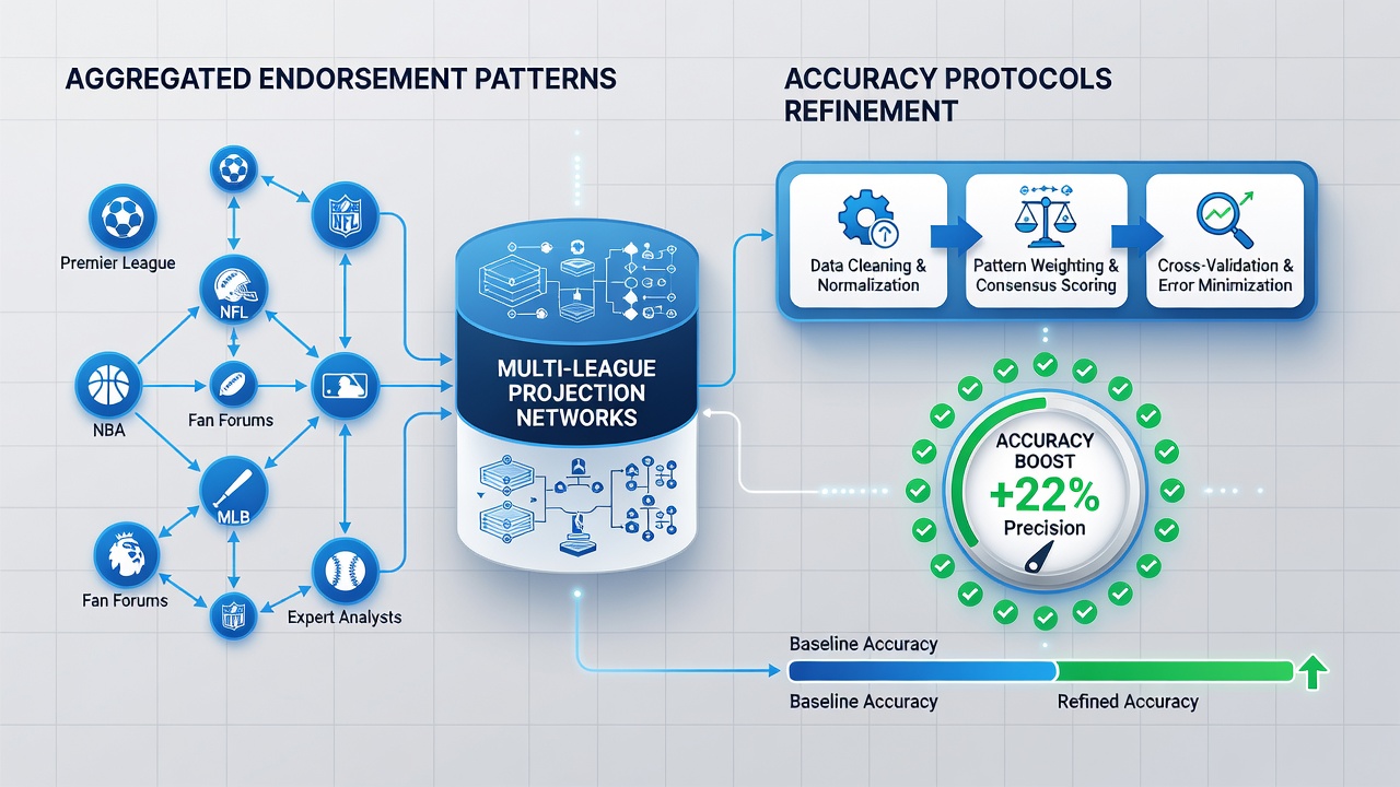 Visualization of cross-league endorsement flows and their impact on forecast accuracy metrics