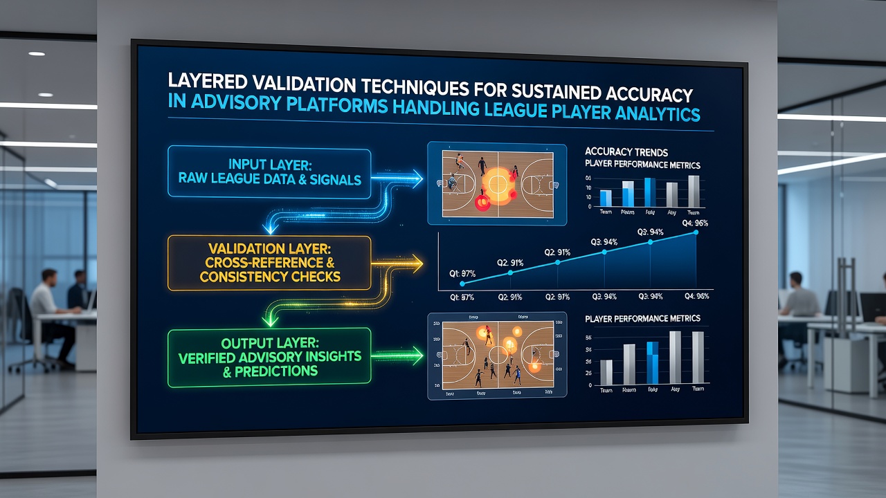 Data layers visualized on a multi-sport advisory dashboard showing league and court event validations