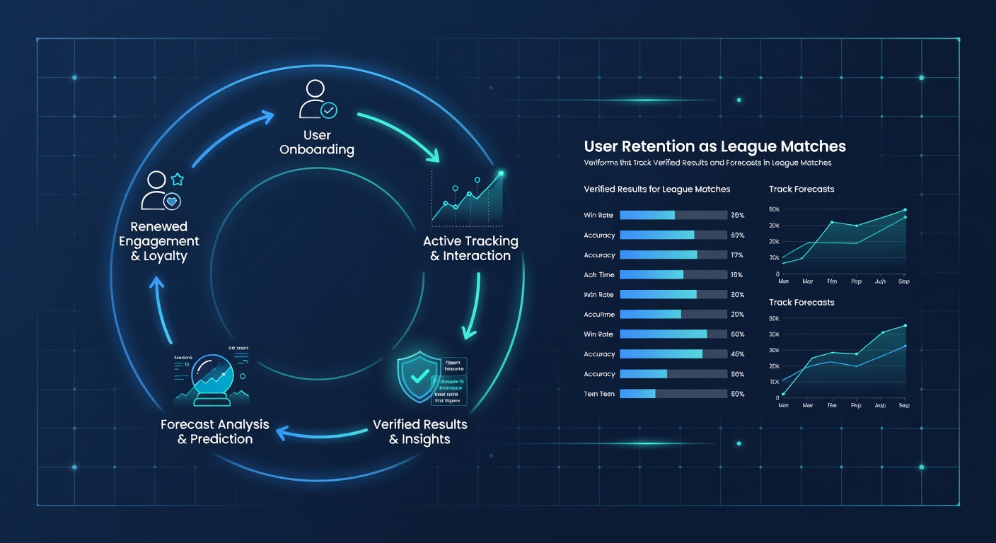 User retention graph displaying cycle trends for verified league and racing forecast platforms with seasonal peaks highlighted